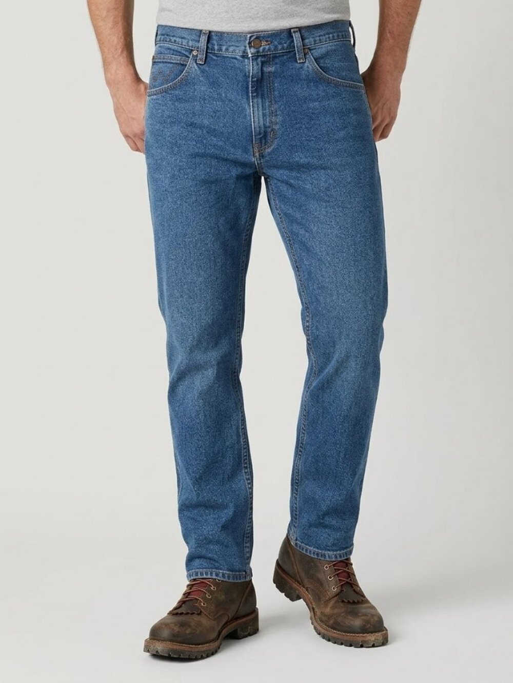 Medium-Wash Wrangler Rugged Wear Denim Jeans 36 X 32